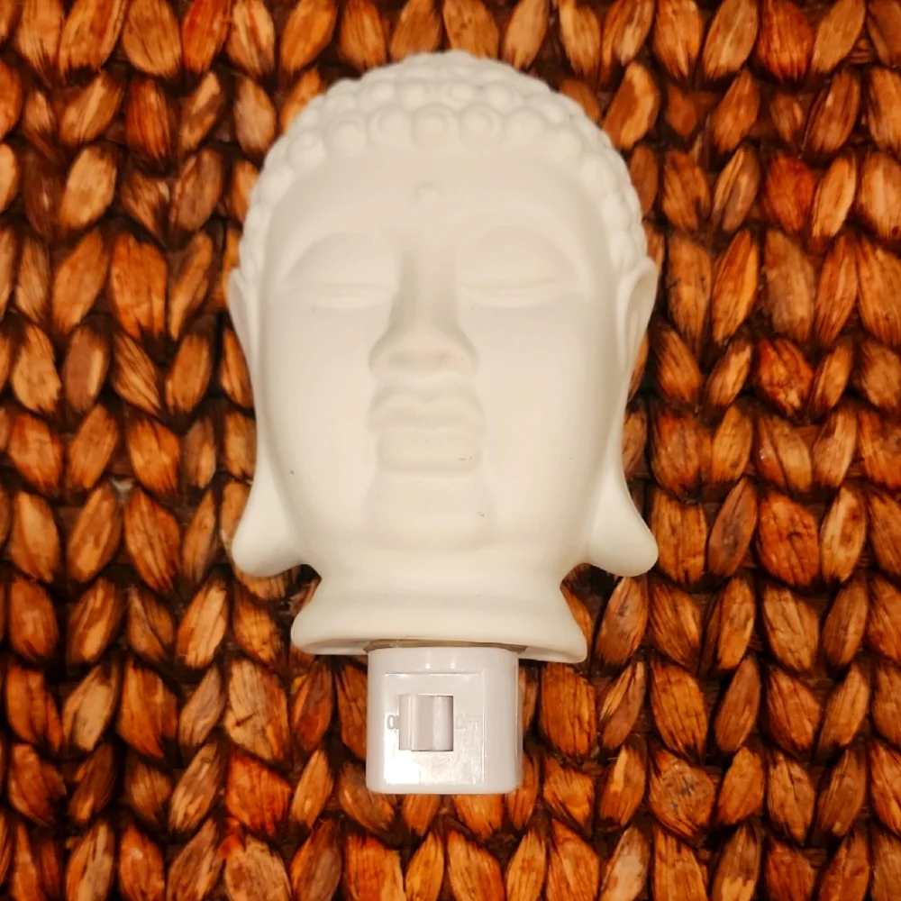 White Ceramic Buddha Head Wall Plug-In Nightlight Set Of 2 - Picture 1 of 5